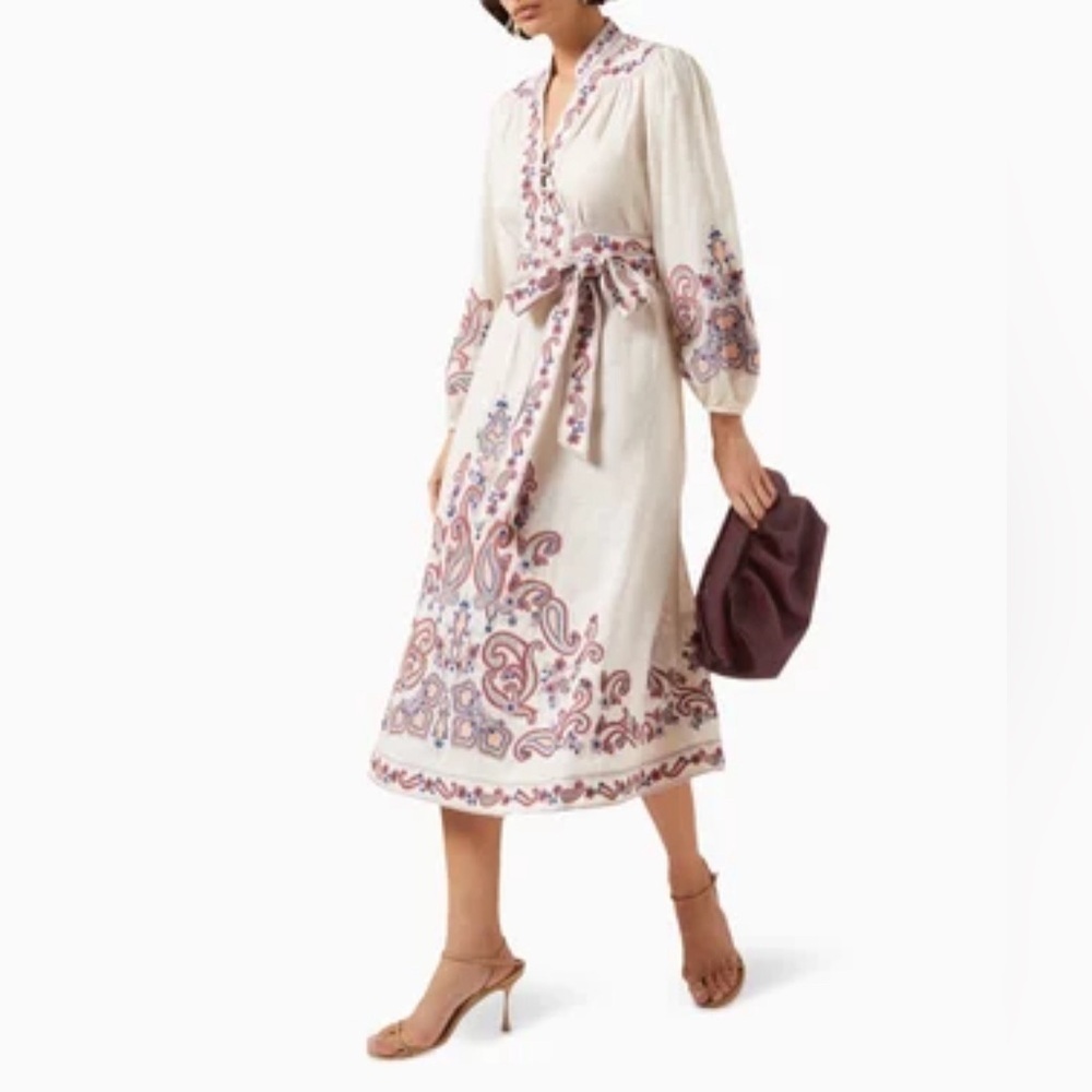 ZIMMERMANN Devi Embroidered Wrap Dress sz 1 NWT 1150$ - Picture 3 of 13